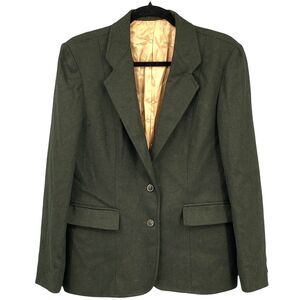 VTG Oscar De La Renta Blazer M Forest Green Wool Business Career Academia Preppy